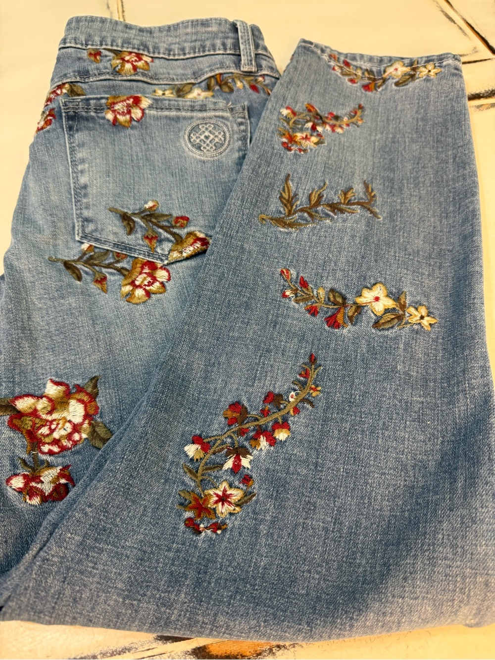 Laurie Felt Los Angeles Classic Slim Leg Embroidered Jeans – Size 8 - Picture 8 of 13